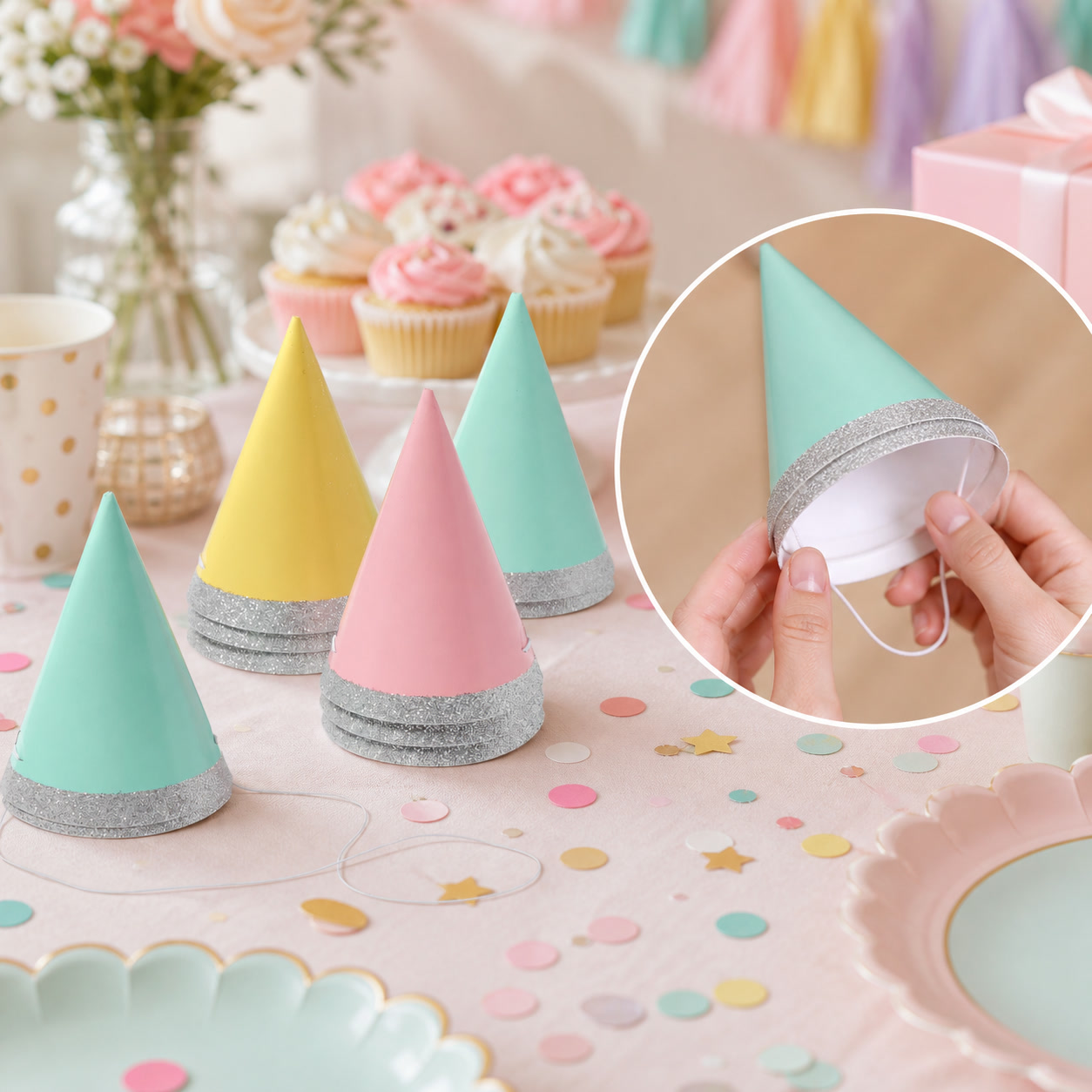 Party Hat Cone - 10 buah Topi Pesta Mini Glitter