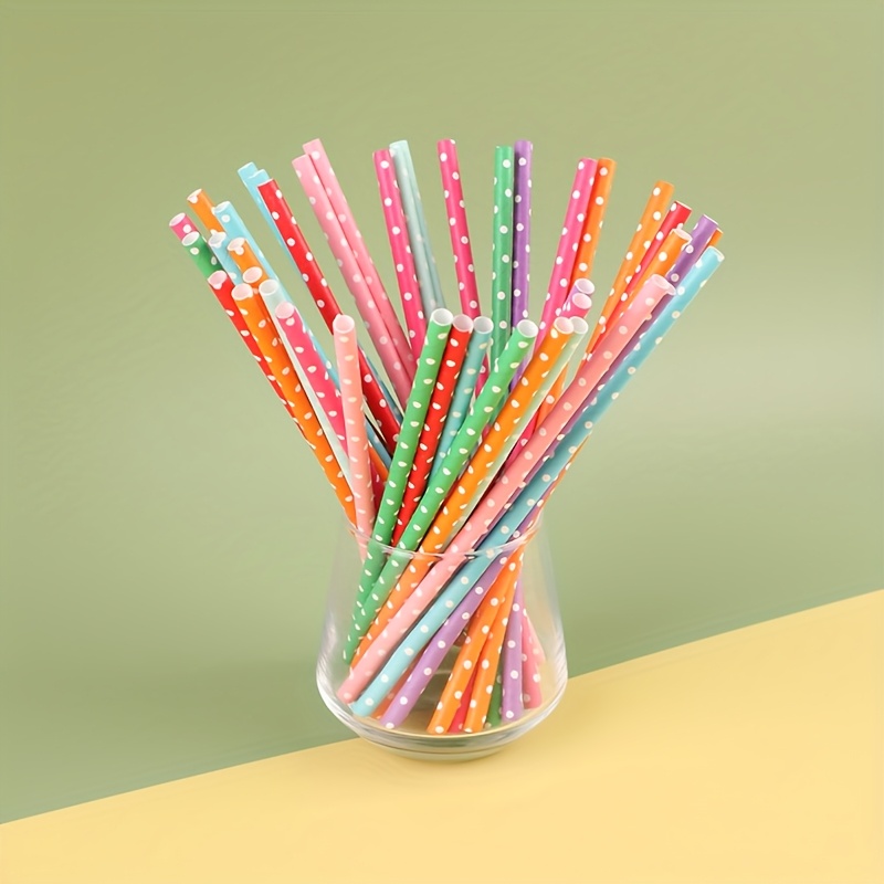 Paper Straw Color - 100 buah sedotan kertas sekali pakai