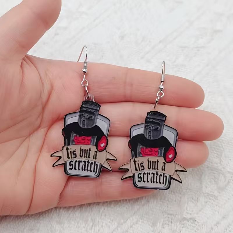 Event Party - 10 buah anting akrilik hitam putih