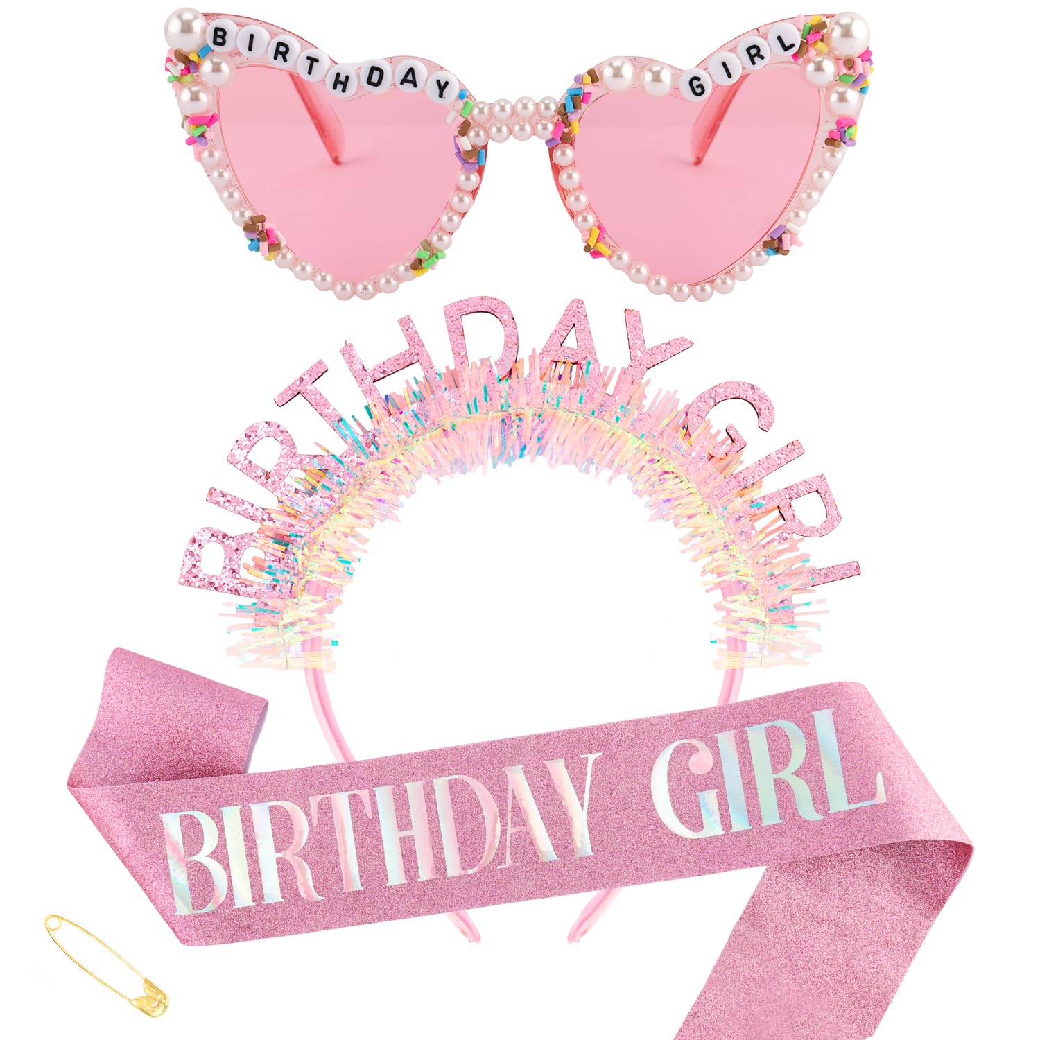 Birthday Sash Glitter - Set Kacamata dan Sash Ulang Tahun