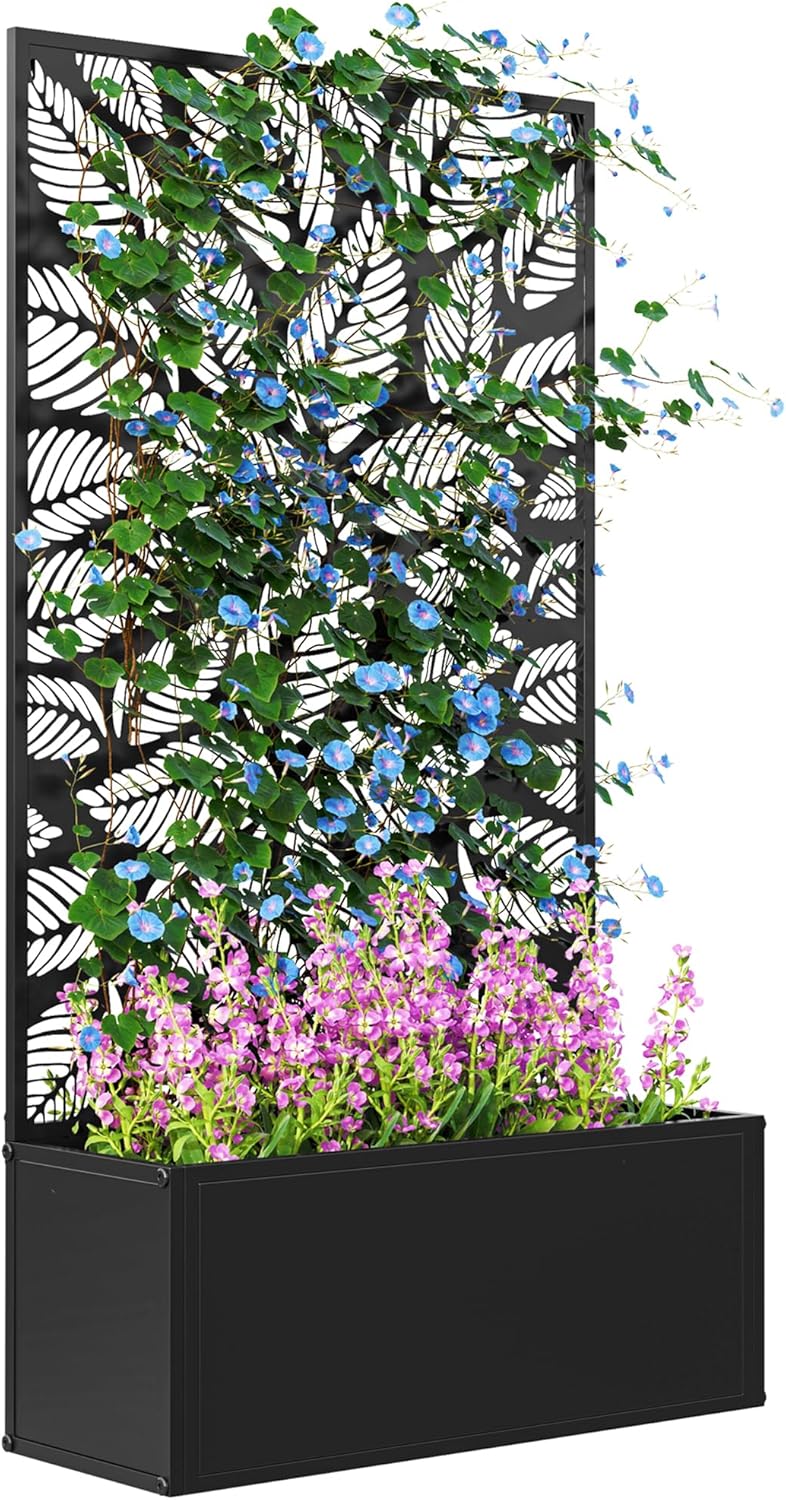 Flower Wall Panel - Pot Tanaman Logam dengan Teralis untuk