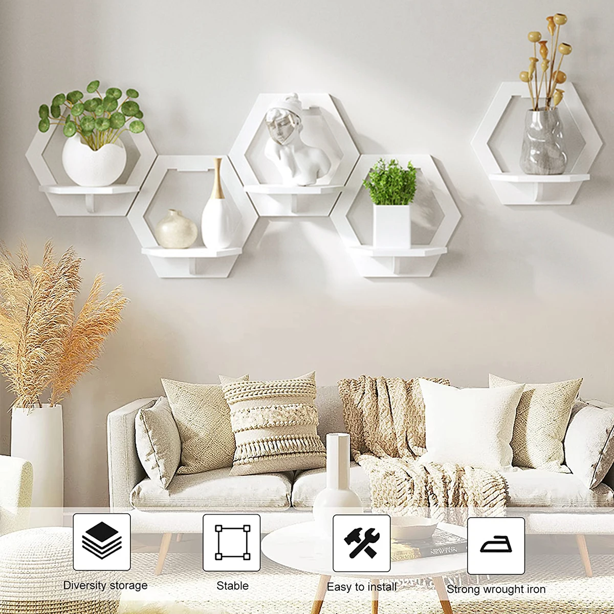 3 buah rak dinding segi enam g - Flower Wall Panel ulasan dan harga