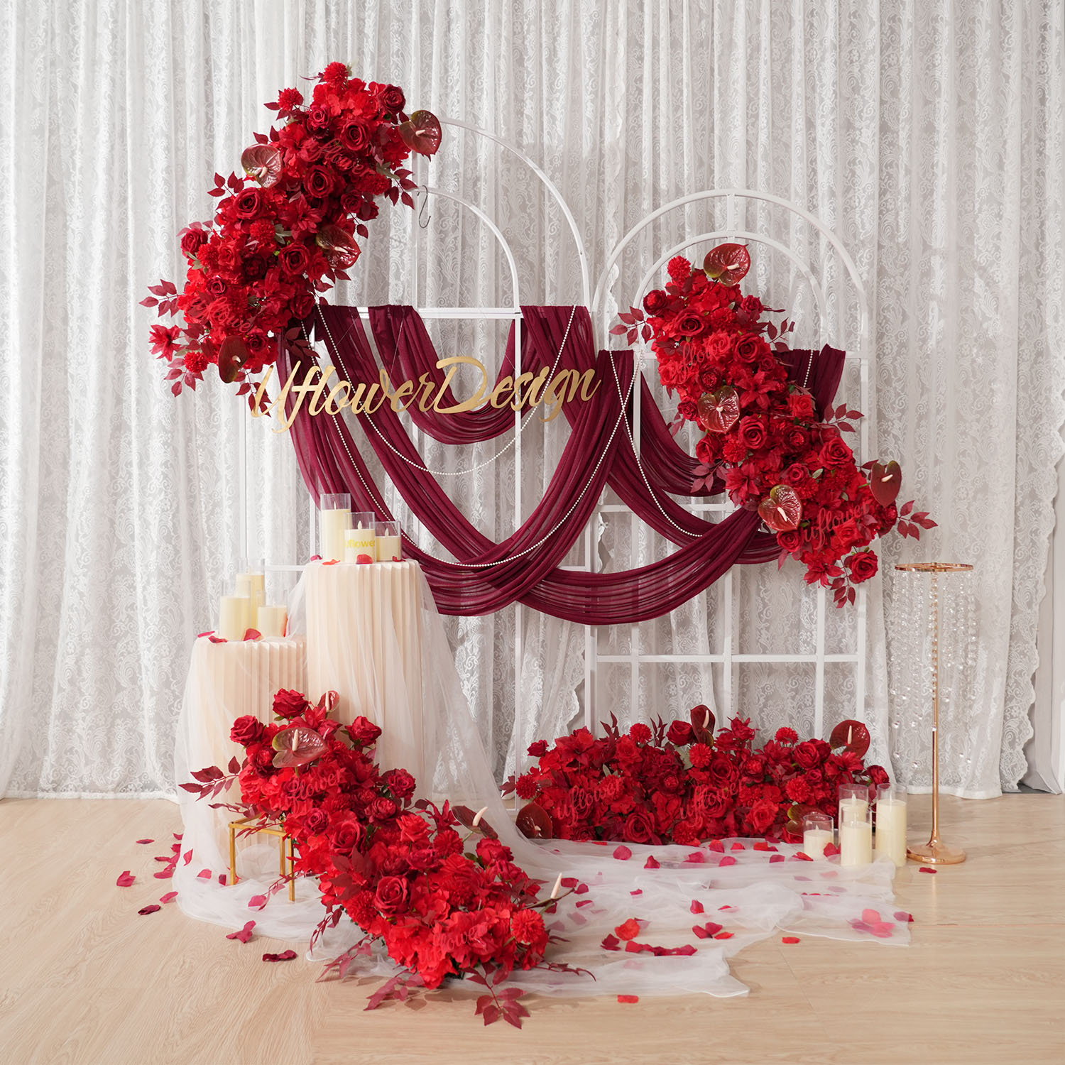 Dekorasi Lengkung Pernikahan U - Flower Wall Panel ulasan dan harga