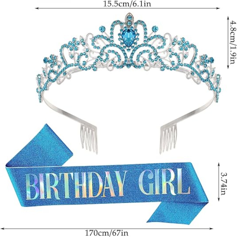 Set 2 Buah Tiara Mahkota Krist - Birthday Sash Glitter ulasan dan harga