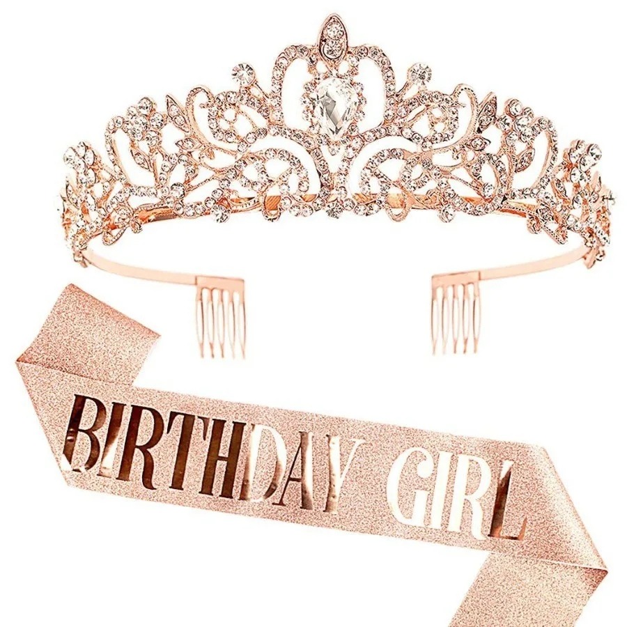 Set 2 Buah Tiara Mahkota Krist - Birthday Sash Glitter ulasan dan harga