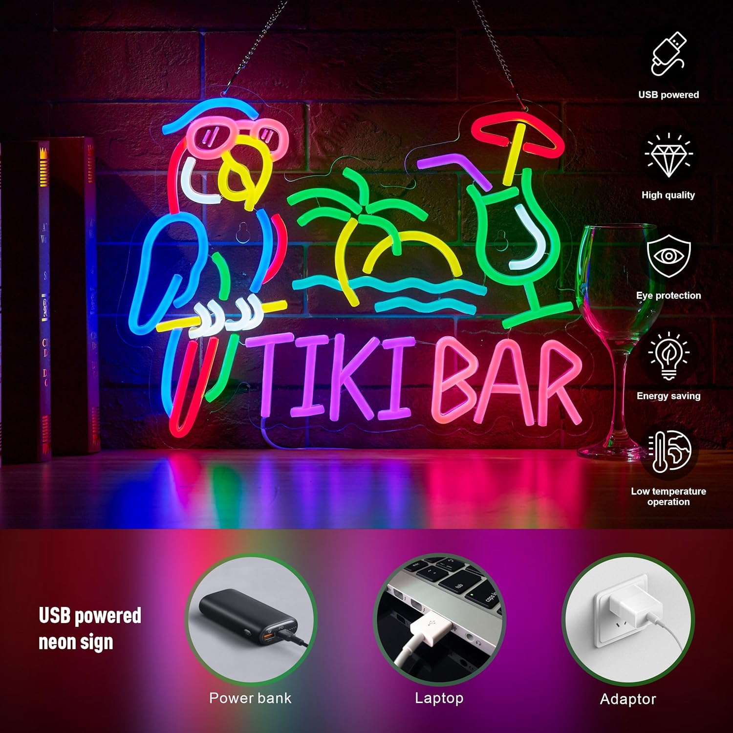 Lampu Neon LED USB Bentuk Buru - Neon Sign Party ulasan dan harga