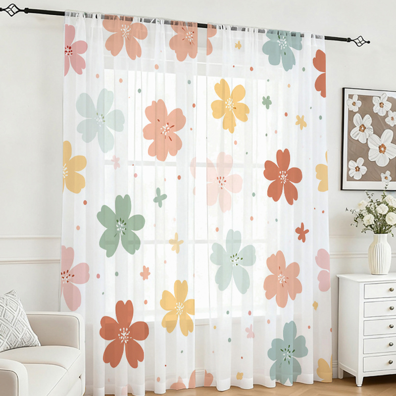 2 Buah Tirai Tipis Cetak Digit - Flower Wall Panel ulasan dan harga