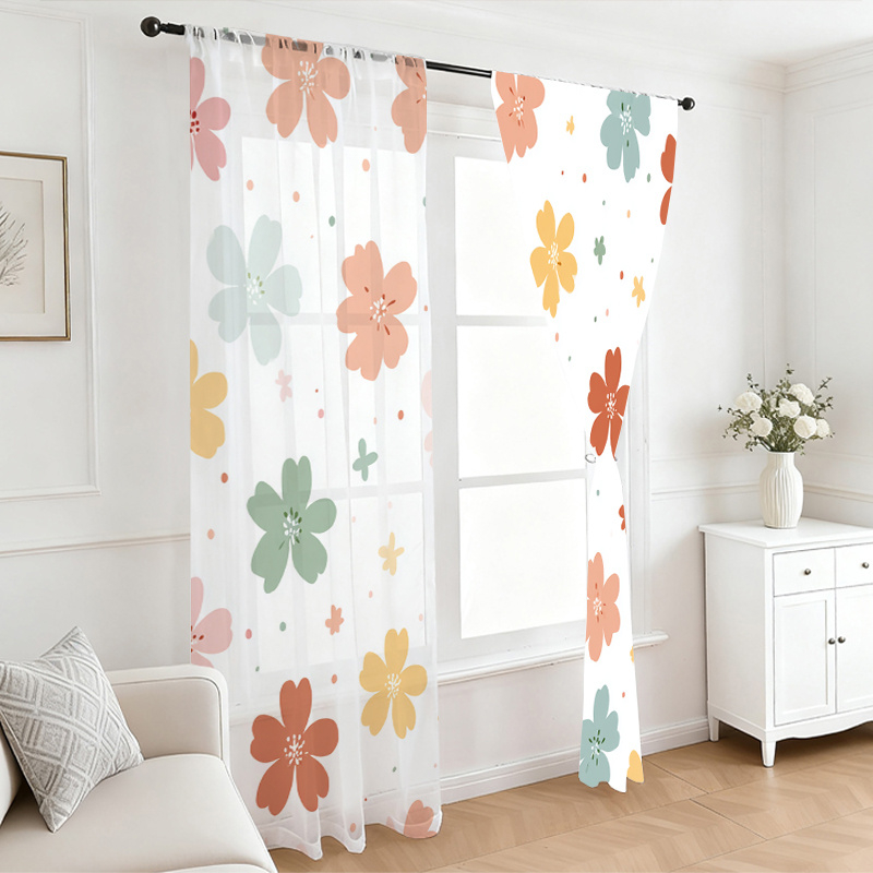 2 Buah Tirai Tipis Cetak Digit - Flower Wall Panel ulasan dan harga