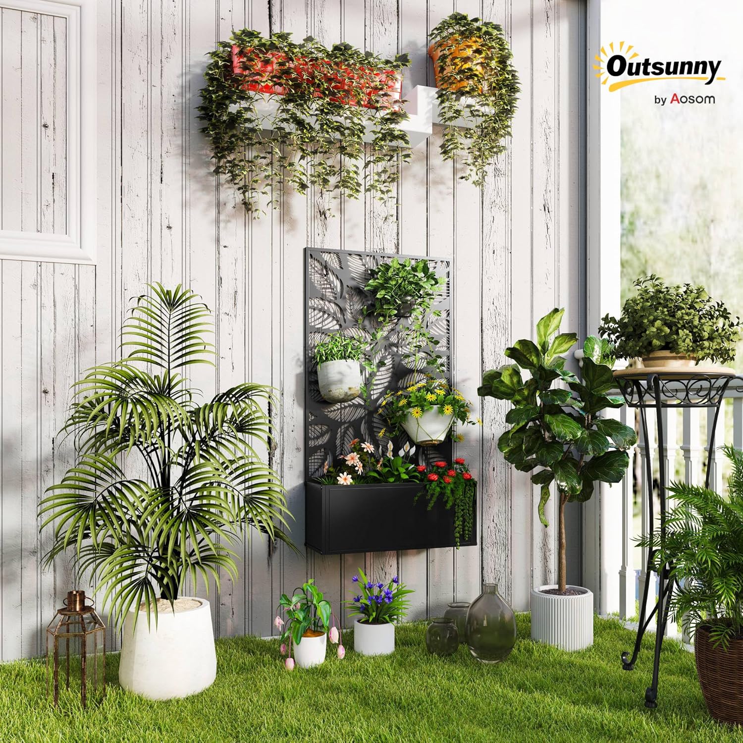 Pot Tanaman Logam dengan Teral - Flower Wall Panel ulasan dan harga